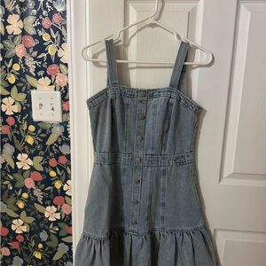 Vici Light Wash Denim Button-Front Mini Dress
